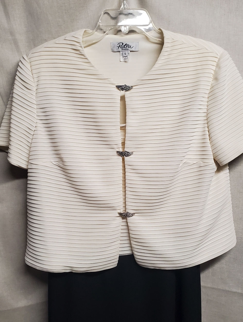 Patra Dress With Ivory Ribbed Short-Sleeve Jacket - Picture 2 of 9
